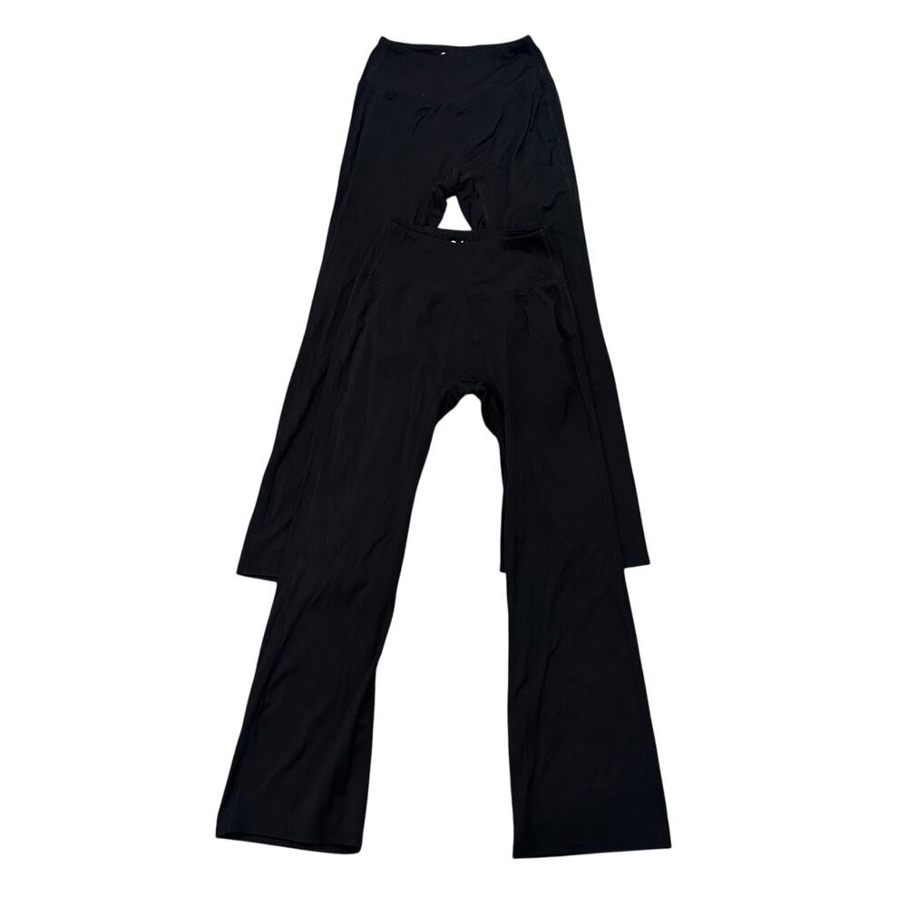 Lot of 2 Shiny by Nature Women's Flared Yoga Athleisure Pants Black, size S EUC